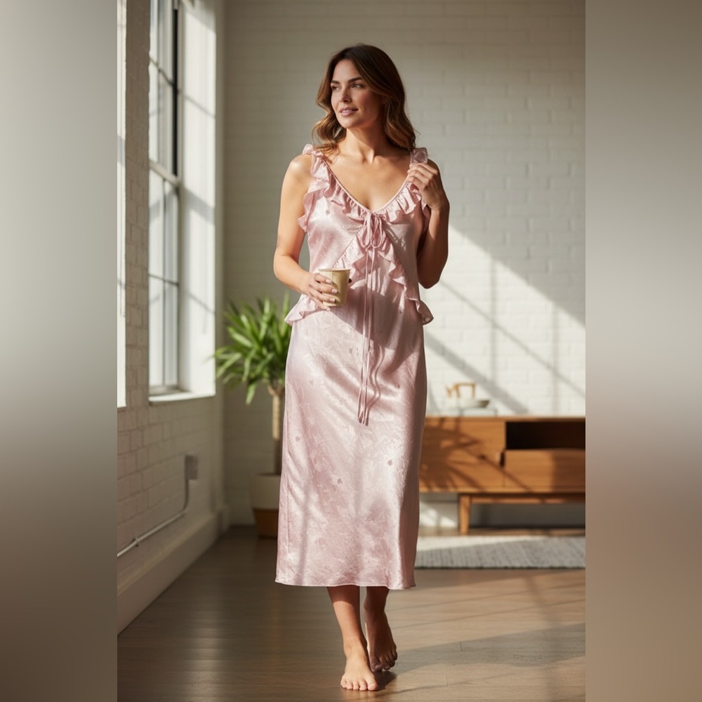 Wild Fable Women’s Pink Viral Ruffle A Line Butterfly Maxi Dress Size L NWT